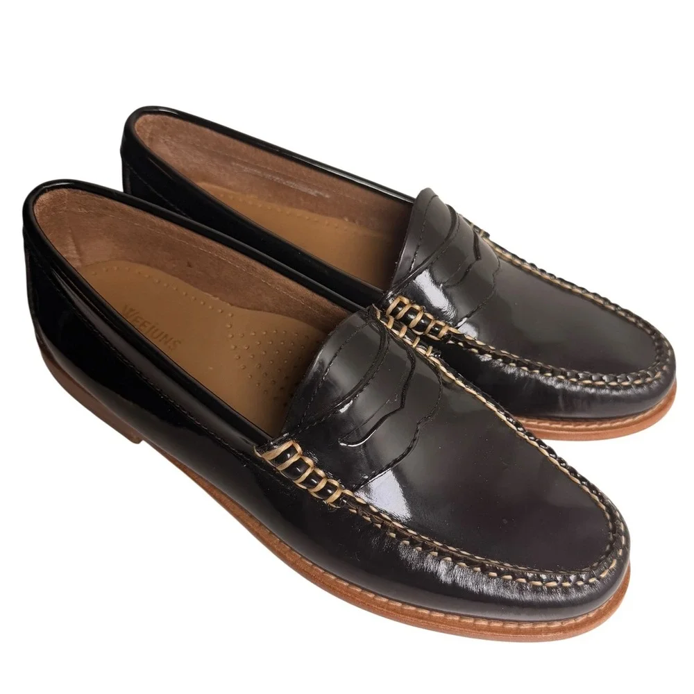 G.H. Bass Weejuns Whitney Penny Loafers Black Patent Leather Size 8M - Picture 16 of 16